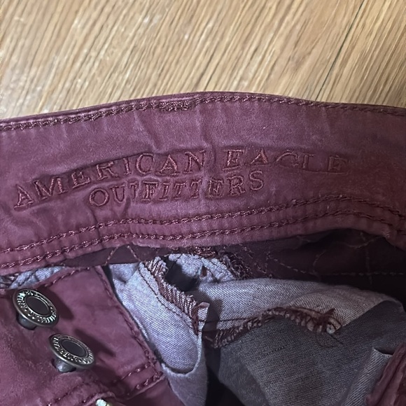 American Eagle Outfitters Maroon Pants Skinny Cropped Stretch Pants Burgundy 6 - Picture 2 of 10